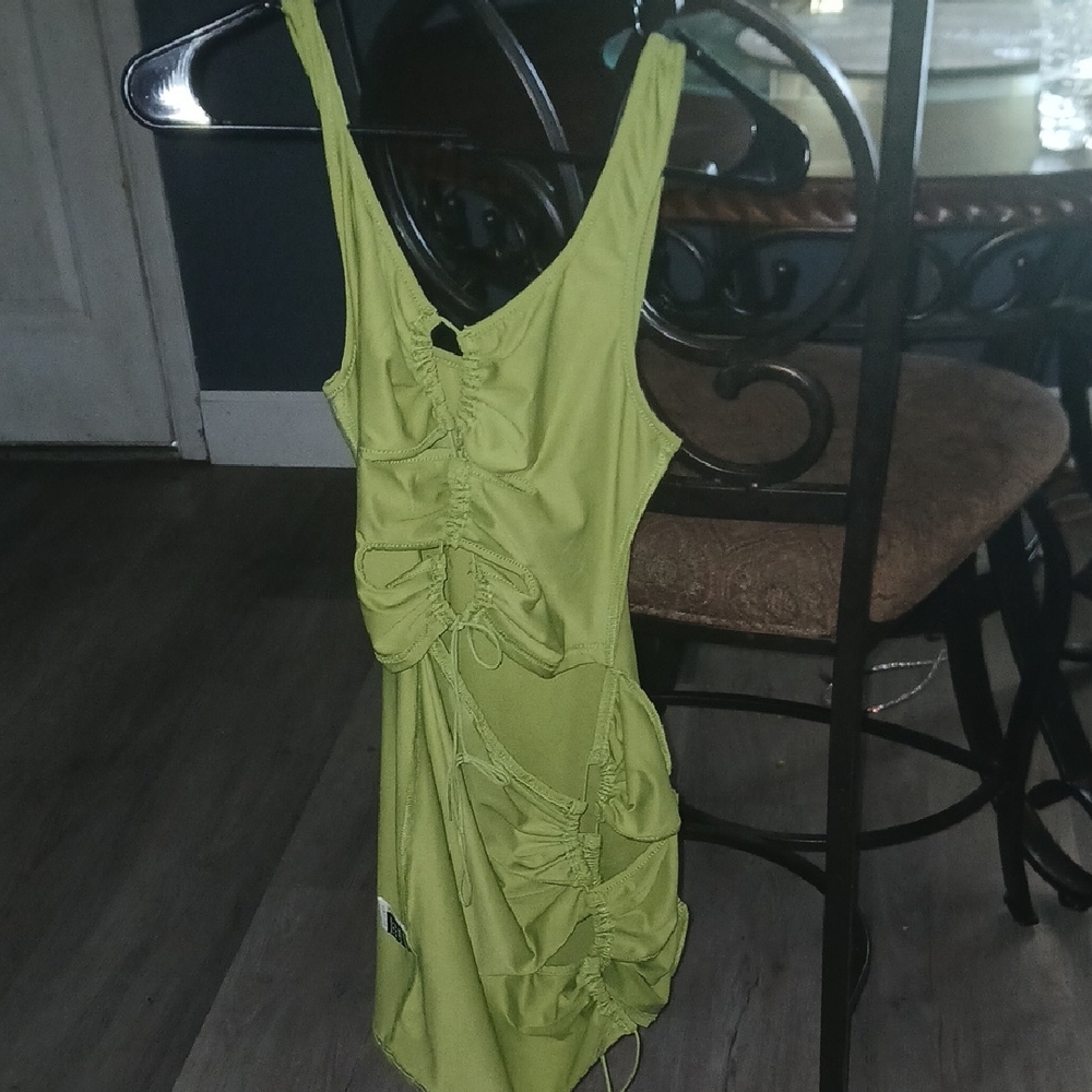 One-Piece Swimwear in Lime Green - Stylish Ruched Design